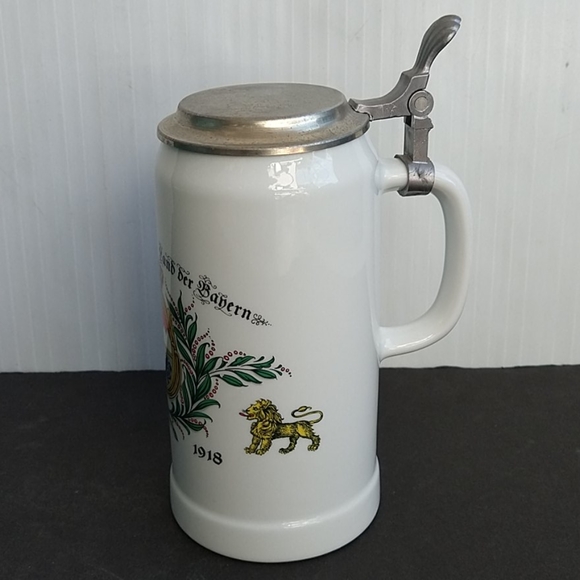 German Lidded Porcelain Stein - Alwe, Hillscheid - Picture 2 of 9